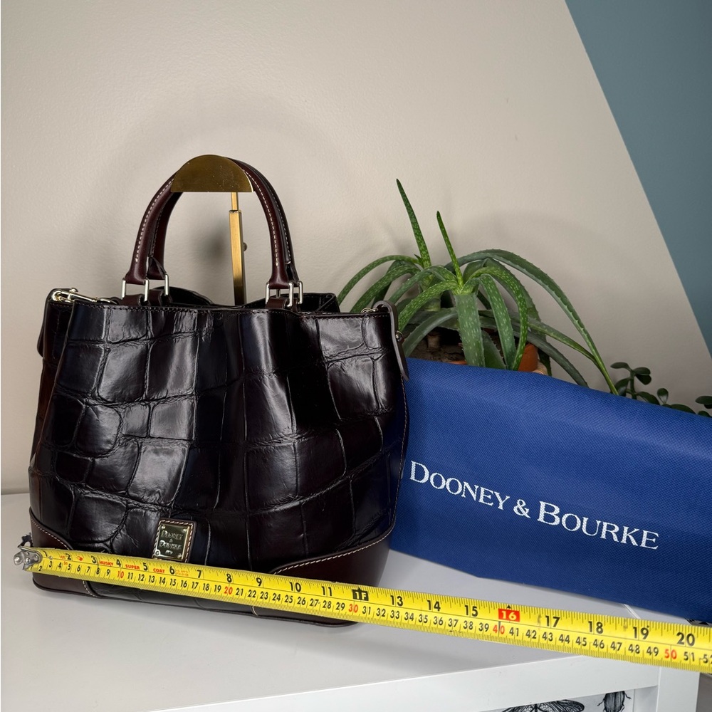 Dooney & Bourke Oakdale Brenna Satchel Croc Embossed Leather Espresso Handbag - Picture 11 of 14